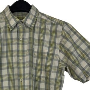 Patagonia Plaid Short Sleeve Button Up Mens S Organic Cotton Blend Green‎ Shirt